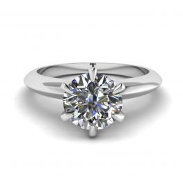 Round diamond 6-prong engagement ring in white gold