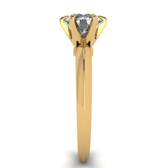 Round diamond 6-prong engagement ring in Yellow Gold, More Image 1