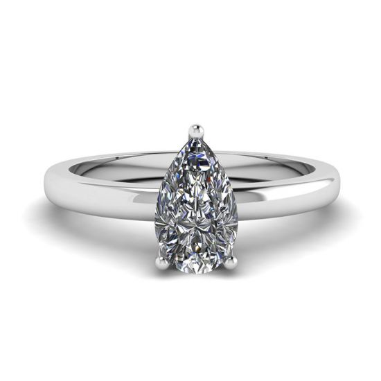 Classic Pear Diamond Solitaire Ring, Enlarge image 1