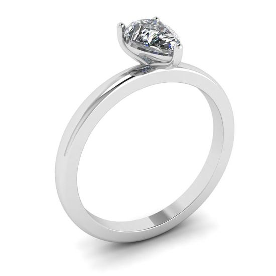 Classic Pear Diamond Solitaire Ring,  Enlarge image 4