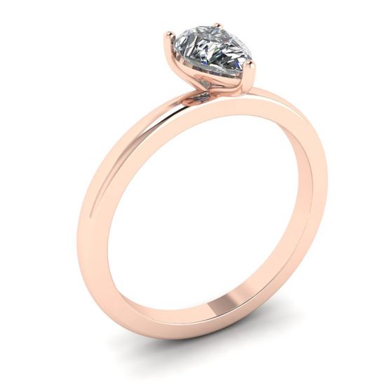 Classic Pear Diamond Solitaire Ring Rose Gold,  Enlarge image 4