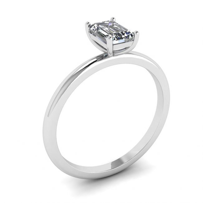 Emerald Cut Diamond Ring White Gold - Photo 3