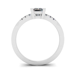Princess Cut Diamond Ring with 3 Small Side Diamonds - Photo 1