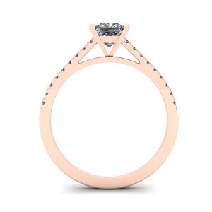 Princess Cut Scalloped Pave Engagement Ring Rose Gold - Photo 1