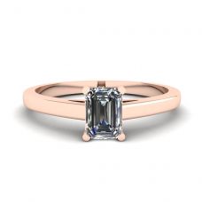 Classic Emerald Cut Diamond Solitaire Ring  Rose Gold