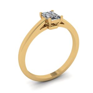 Classic Emerald Cut Diamond Solitaire Ring  Yellow Gold - Photo 3