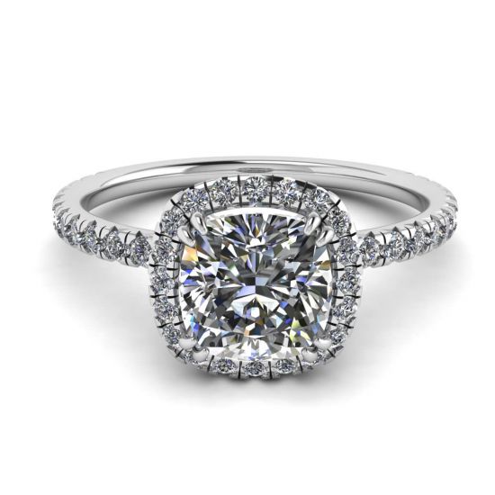 Cushion Diamond Halo Engagement Ring, Image 1