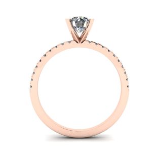 Classic Round Diamond Ring with thin side pave Rose Gold - Photo 1
