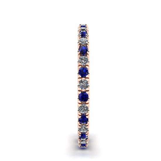 Riviera Pave Sapphire and Diamond Eternity Ring Rose Gold, More Image 1