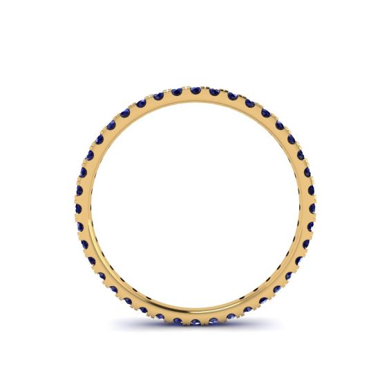 Riviera Pave Sapphire Eternity Ring Yellow Gold, More Image 0