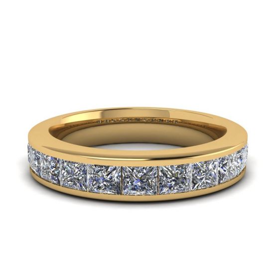 Eternity Princess Cut Diamond Ring  Yellow Gold