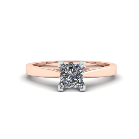 Square Diamond Ring in White and Rose Gold, Image 1
