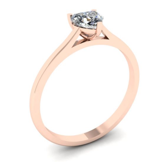 Simple Flat Ring with Heart Diamond Rose Gold,  Enlarge image 4