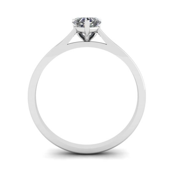 Simple Flat Ring with Heart Diamond  White Gold, More Image 0