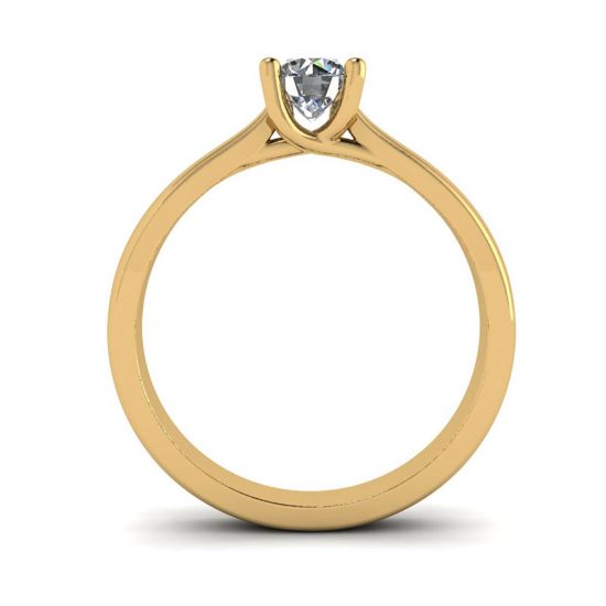 Crossing Prongs Ring with Round Diamond 18K Yellow Gold,  Enlarge image 2