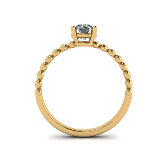 Round Diamond Solitaire on Beaded Ring in Yellow Gold, More Image 0