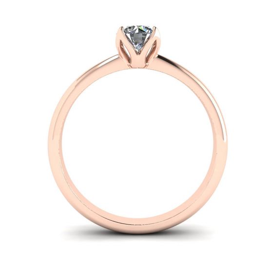 Petal Setting Ring with Round Diamond in 18K Rose Gold,  Enlarge image 2