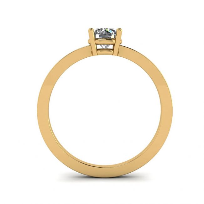 Round Diamond Solitaire Simple 18K Yellow Gold Ring - Photo 1