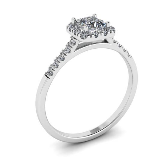 Halo Princess Cut Diamond Ring,  Enlarge image 3