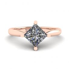 Rhombus Princess Cut Diamond Solitaire Ring Rose Gold