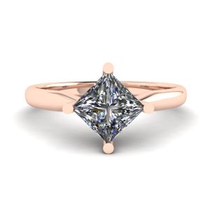 Rhombus Princess Cut Diamond Solitaire Ring Rose Gold