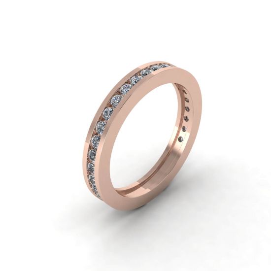 Channel Setting Eternity Diamond Ring Rose Gold,  Enlarge image 3