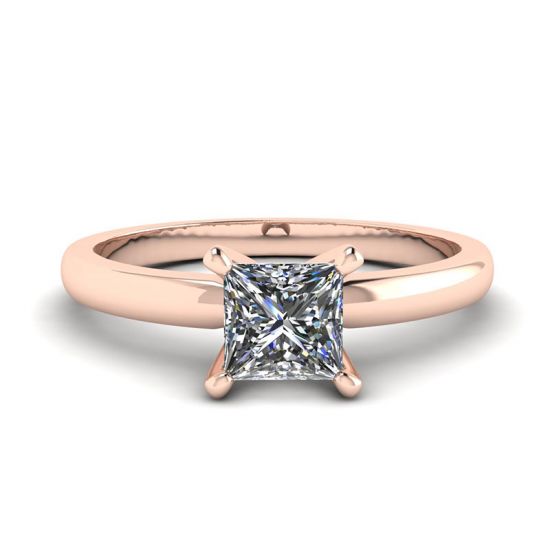 Mixed Rose and White Gold Ring with Princess Diamond, Image 1