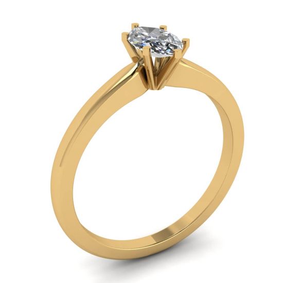 6-Prong Marquise Diamond Ring in 18K Yellow Gold,  Enlarge image 4