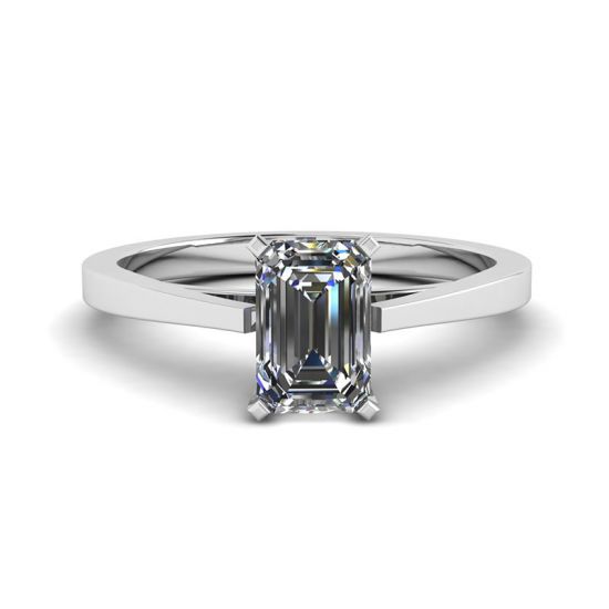 Emerald Cut Diamond Ring in Futuristic Style, Enlarge image 1