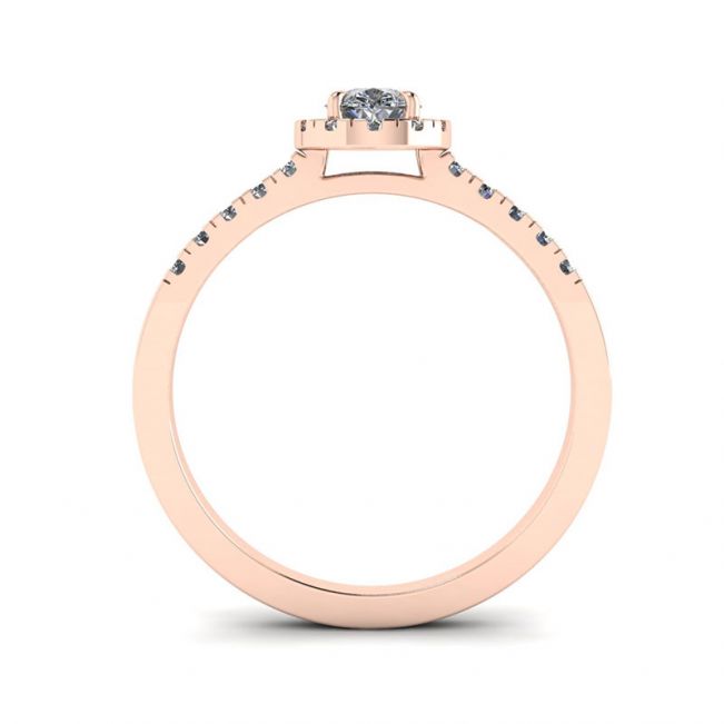 Halo Diamond Pear Shape Ring in 18K Rose Gold - Photo 1