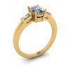 Oval Diamond Side Baguettes Yellow Gold Ring, Image 4
