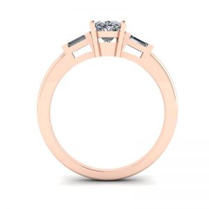 Oval Diamond Side Baguettes Rose Gold Ring - Photo 1