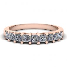 9 Square Princess Diamond Ring Rose Gold