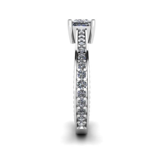Oriental Style Princess Cut Diamond Ring with Pave, More Image 1