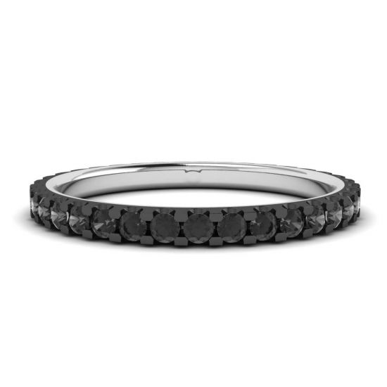 Black Diamonds Pave Eternity Ring White Gold, Enlarge image 1