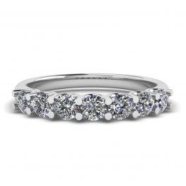 Classic Seven Round Diamond Ring White Gold