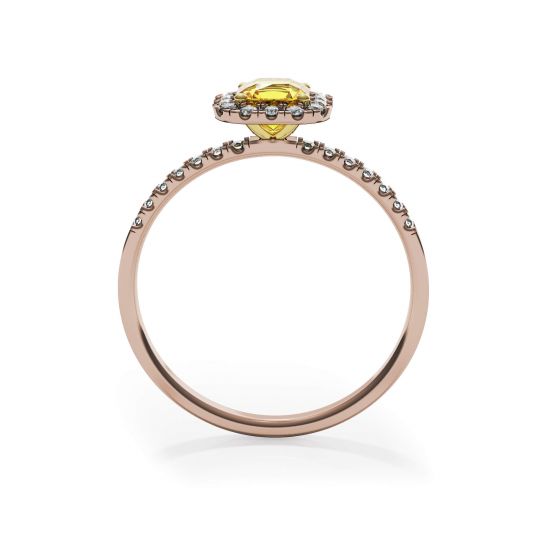 Cushion 0.5 ct Yellow Diamond Ring with Halo Rose Gold, More Image 0