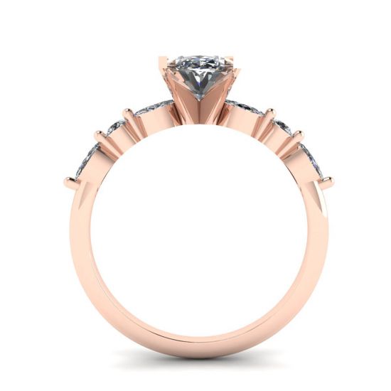 Oval Diamond Side Marquise and Round Stones Ring Rose Gold, More Image 0