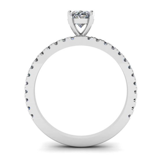 Oval Diamond Ring with Side Pave, More Image 0