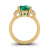 Oval Emerald with Half-Moon Side Diamonds Ring Yellow Gold, Image 2