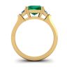 3 carat Emerald Ring with Triangle Side Diamonds Yellow Gold, Image 2