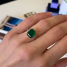 3.31 carat Emerald and Side Trillion Diamonds Ring, Image 8