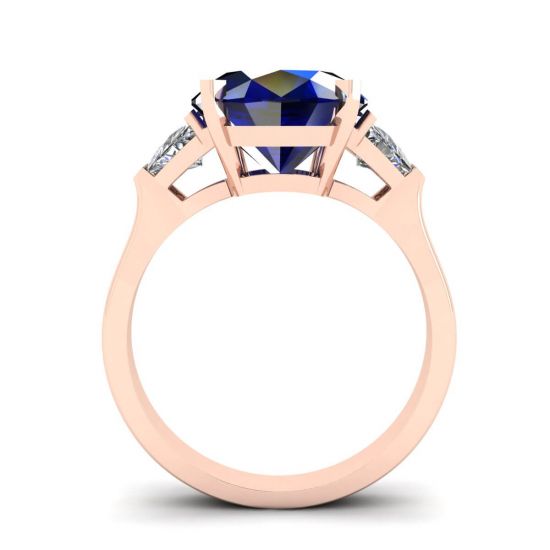 Three Stone Ring with Sapphire Rose Gold, More Image 0