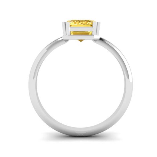 2 carat Emerald Cut Yellow Sapphire Ring White Gold,  Enlarge image 2