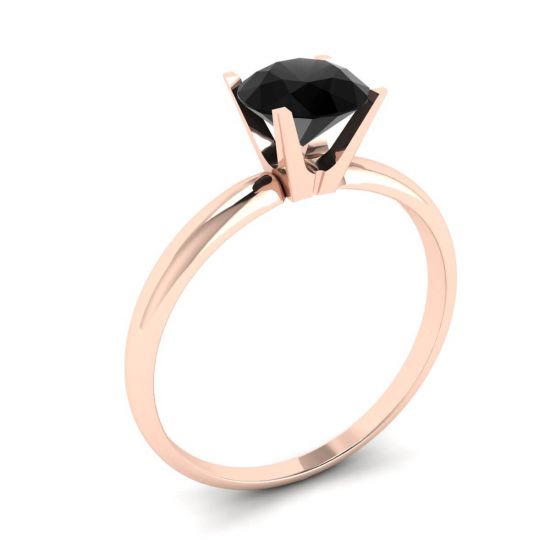 Black Diamond V Setting Ring  Rose Gold,  Enlarge image 4