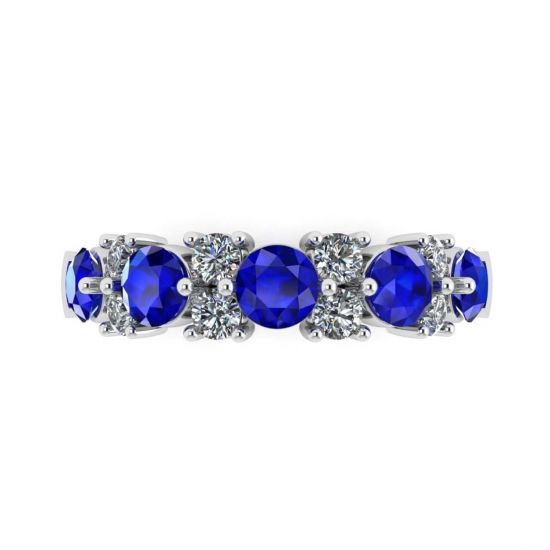 Contemporary garland ring with sapphires and diamonds, Enlarge image 1