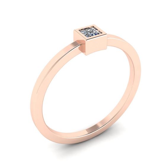 Princess Diamond Small Ring La Promesse Rose Gold,  Enlarge image 4