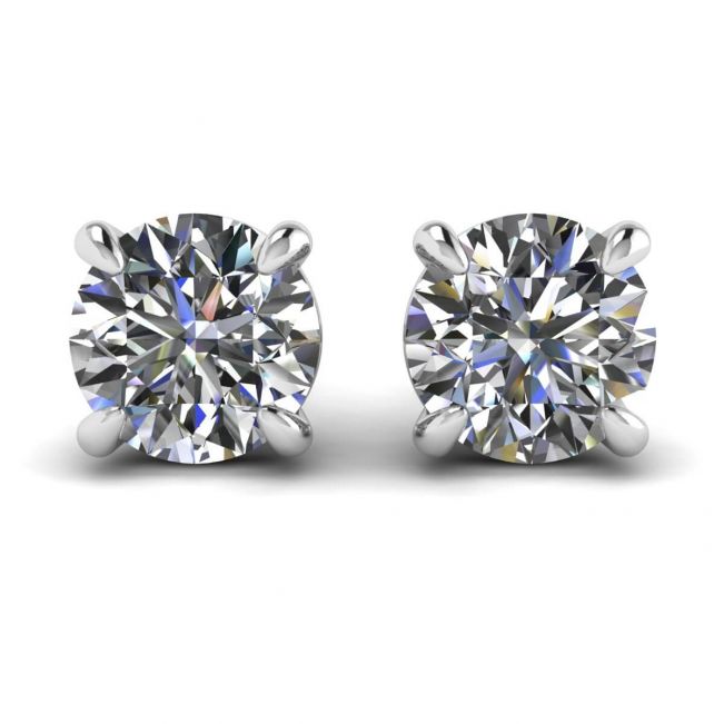 Perfect Round Diamond Studs White Gold