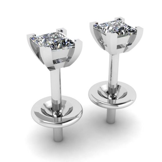 Princess-Cut Diamond Stud Earrings , More Image 1