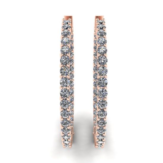 Thin Hoop Earrings with Diamonds Rose Gold, More Image 1